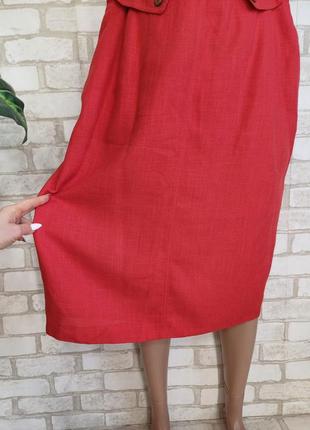 Новая юбка миди  карандаш на 85%вискоза и 15% лен в сочном красном цвете, размер 2-3хл7 фото