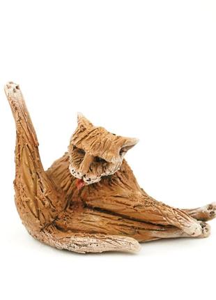 Статуэтка кот лыже керамическая фигурка кота1 фото