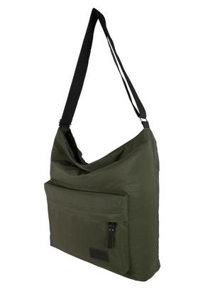 Легка модна жіноча сумка на плече із плащівки, текстильна хакі сумка на кожен день, містка зручна2 фото