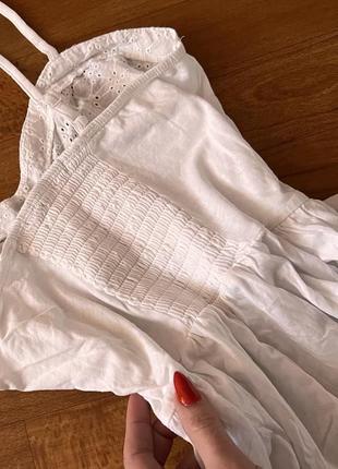 Біла коротка сукня хлопок бавовна на бретелях бюстье прошва с/м7 фото