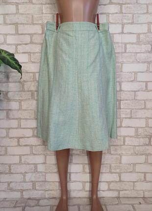 Новая твидовая юбка миди на 62%лен и 38%хлопок в мятном цвете, размер 2хл