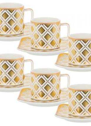 Кавовий набір 12 пр. 120 мл білий із золотом

.