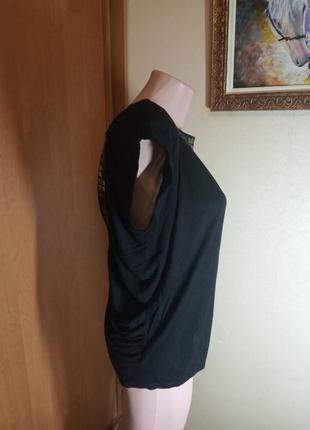 Черная трикотажная блуза фубтболка3 фото