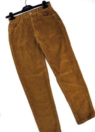 Женские штаны джинсы рыжие вельветовые момы классические прямые фирменные pull&bear3 фото