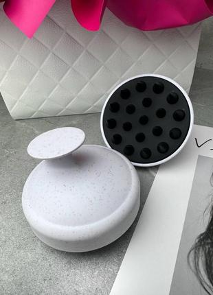 Масажна щітка для миття голови (біла з чорним під мармур)