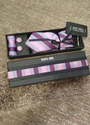 Галстук краватка запонки комплект подарунок3 фото
