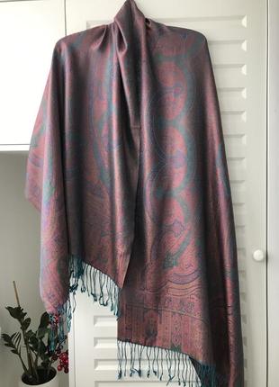 Великий шарф палантин з шовку та вовни, пашміна pashmina3 фото