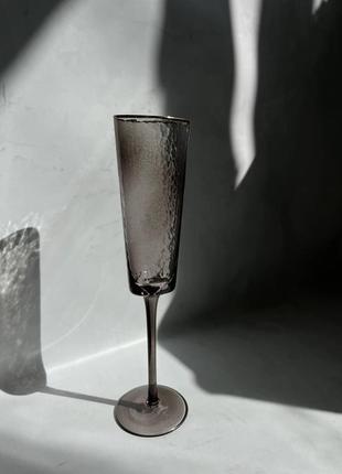 Набір келихів для шампанського 200 мл на високій ніжці smoky 4шт.4 фото