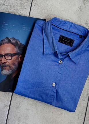 Мужская элегантная хлопковая  рубашка marc o'polo синего цвета  размер xl