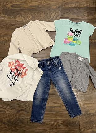 Комплект, набор одежды, набір одяг, джинси, джинсы, футболка, светр 4 роки