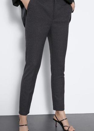 Zara новые с бирками брюки в клетку с высокой посадкой1 фото