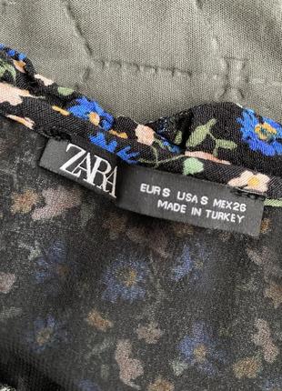 Платье в цветочки с объемными рукавами zara размер s-m7 фото