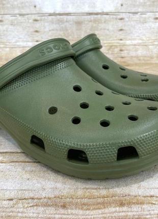 Крокс класік клог темно-зелені хакі crocs classic clog army green10 фото