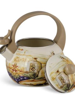 Чайник со свистком эмалированный из нержавеющей стали 2,2 л edenberg eb-17452 фото