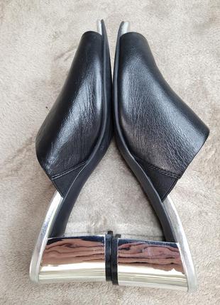 Кожаные мюли сабо на устойчивом каблуке zanon&amp;zago нитевичка3 фото