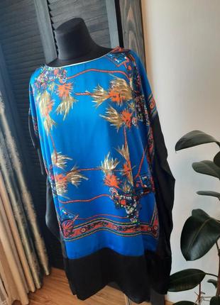 Стильная шелковая туника блуза оригинал, размер xl oversize1 фото