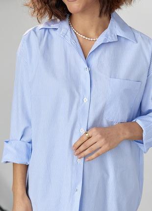 Удлиненная женская рубашка в полоску.2 фото