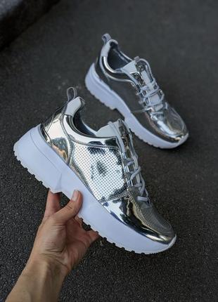 Кросівки брендові michael kors cosmo mirror-metallic trainer оригінал