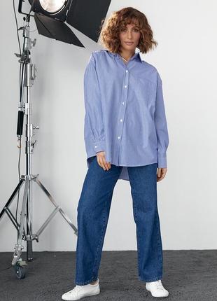 Удлиненная женская рубашка в полоску.8 фото