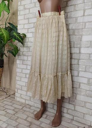 Новая шикарная юбка миди со 100% шелка в светлом цвете беж, размер л-хл4 фото