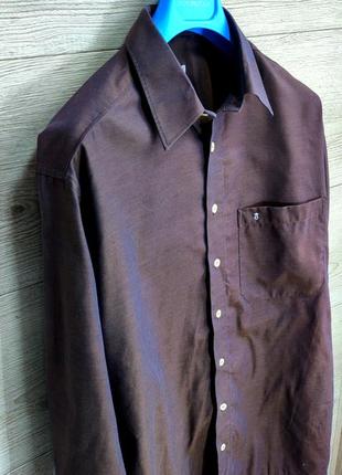 Чоловіча елегантна базова бавовняна сорочка eterna в коричневому кольорі розмір (42)2 фото
