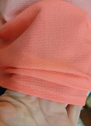 Новая с биркой яркая нарядная блуза с кружевом в яркий принт в цвете коралл, размер м-л6 фото