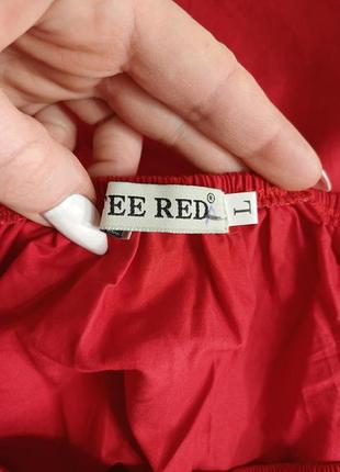 Новая нарядная хлопковая блуза с вышивкой, бубончиками в красном цвете, размер л-хл9 фото