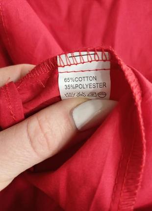 Новая нарядная хлопковая блуза с вышивкой, бубончиками в красном цвете, размер л-хл10 фото