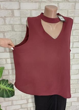Фирменная new look с биркой просторная легкая летняя блуза цвета бордо, размер 3-4хл5 фото