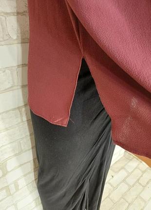 Фирменная new look с биркой просторная легкая летняя блуза цвета бордо, размер 3-4хл6 фото