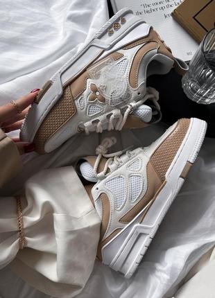 Красивейшие женские кроссовки бренд skate sneakers beige white бежевые