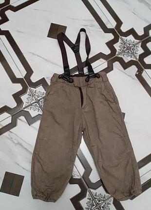 Утеплені брюки для малого стеляги на підтяжках1 фото