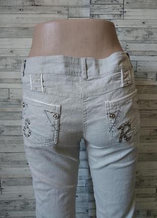 Літні штани штани jierfa жіночі бежеві зі стразами9 фото