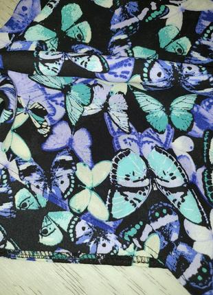 Летняя летящая легкая шифоновая блуза с оборками, принт бабочки7 фото