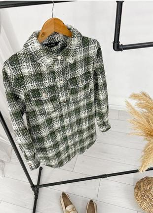 Зеленая твидовая рубашка