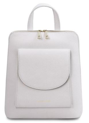 Небольшой женский кожаный рюкзак италия tuscany tl142092 (белый)1 фото