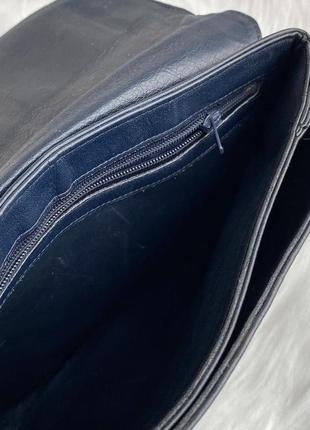 Винтаж сумка натуральная кожа темно-синяя синий винтажная кожаная8 фото