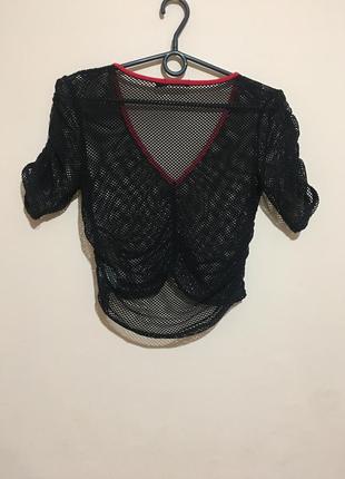 Тор сітка boohoo contrast fishnet crop top3 фото