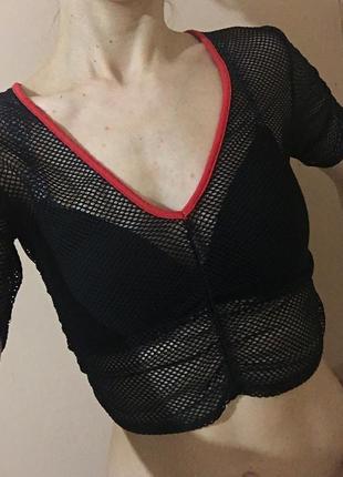 Тор сетка boohoo contrast fishnet crop top1 фото