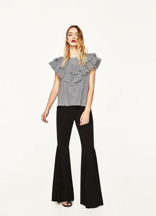 Блуза zara striped poplin blouse with frill7 фото