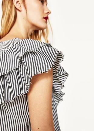 Блуза zara striped poplin blouse with frill3 фото