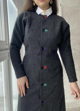 Винтаж шерстяное серое платье винтажное шерстяное интересное на пуговицах