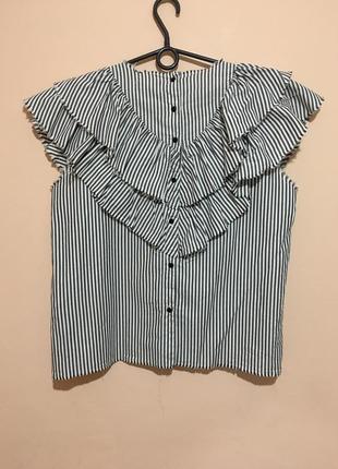 Блуза zara striped poplin blouse with frill8 фото