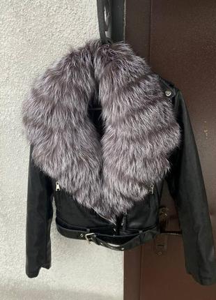 Идеальна для твоей весны 🌷🌿 женская демисезонная косуха рептилия, кожаная куртка с финской чернобуркой, 42-54 размеры6 фото