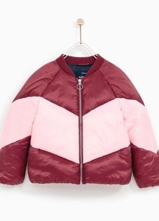 Базовый зимний пуффер/пуховик/дутая куртка бомбер zara girls outerwear collection.1 фото