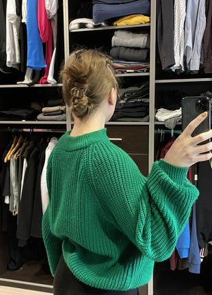 Зеленый вязаный свитер lux качество xs s m6 фото