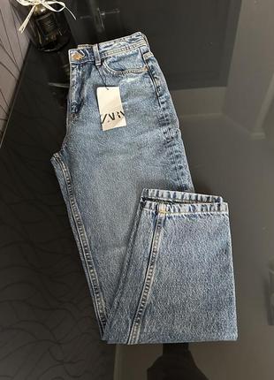 Джинсы zara, джинсы mom zara, z1975 denim mom-fit high-waist jeans zara10 фото