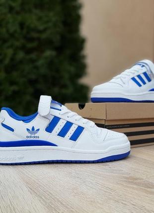 Adidas forum 84 low белые с синим кожа кроссовки мужские адидас офисные весенние демисезонные демисезон низкие кожаные топ качество на липучке3 фото