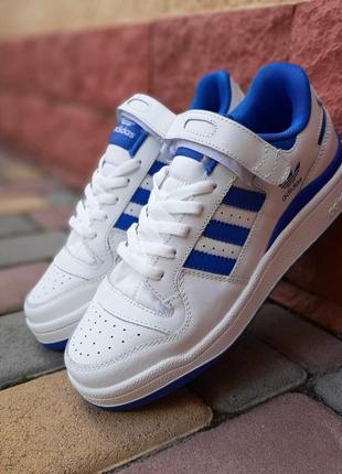 Adidas forum 84 low белые с синим кожа кроссовки мужские адидас офисные весенние демисезонные демисезон низкие кожаные топ качество на липучке1 фото