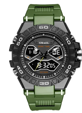 Smael 8070 green edition мужские спортивные тактические часы с двойным циферблатом